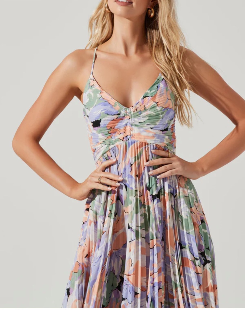 NWT Blythe Floral plisse midi dress